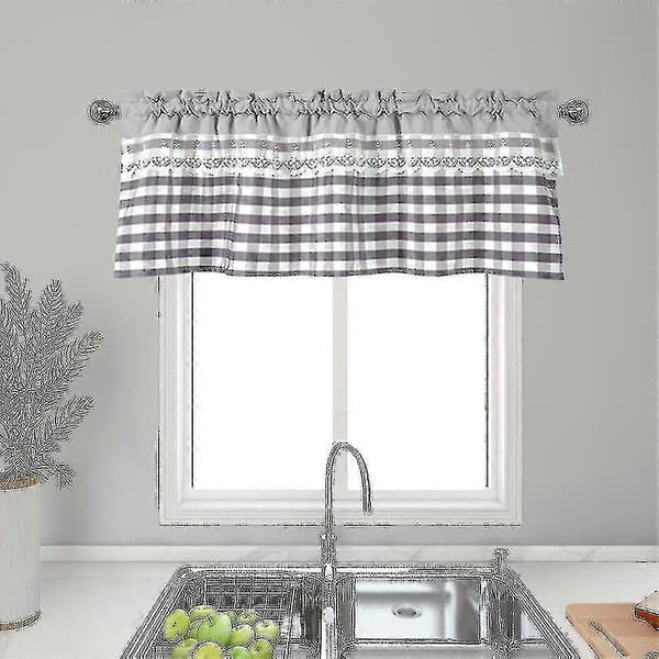[RM]Kitchen Curtains Decoration Window Curtain Luxury Cafe Valance Top Curtains-hs [DB] Light Grey Light Grey 74cmx90cm
