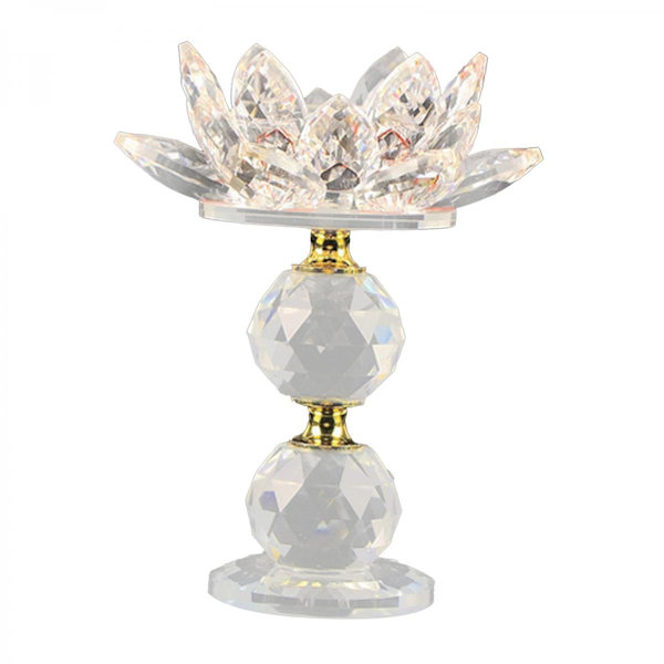 Kristall Lotus Ljusstake 12 cm Dia Ljusstativ Party Dekor Bordsdekorationer Lila