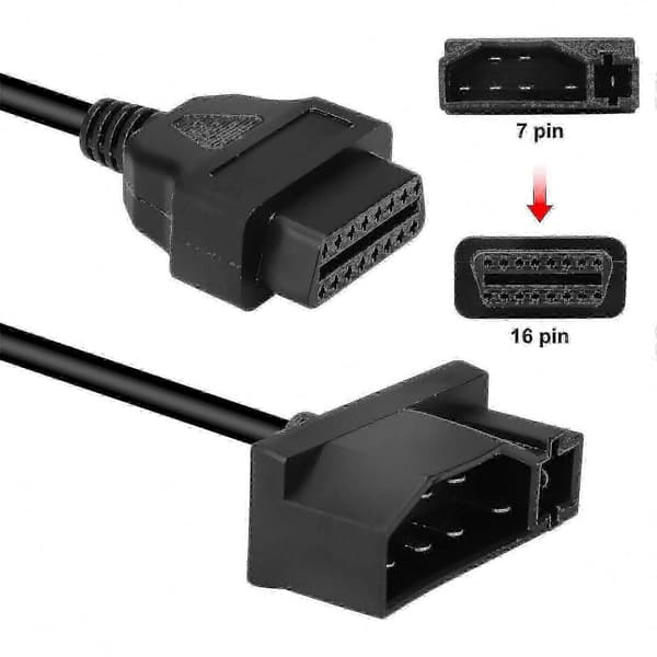 Læs motordiagnosekoder på OBD1-køretøjer med denne 7-bens OBD1 til OBD2-kabeladapter kompatibel med Ford-scannere og reparationsværktøjer