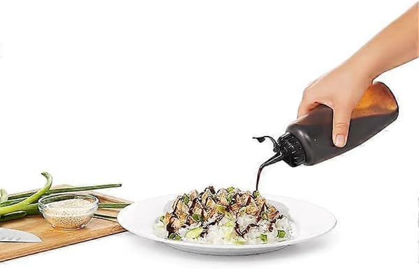 3 kpl puristuspullo koristeluun - Kastikepullo - Keskikokoinen - Läpinäkyvä - musta 340 ml