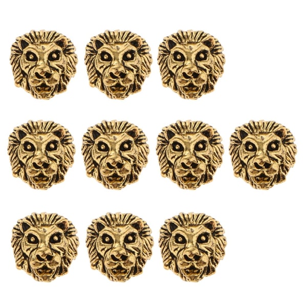 10 st Metall Lejonhuvud Armband Halsband Kontakt Charm Pärlor Guld