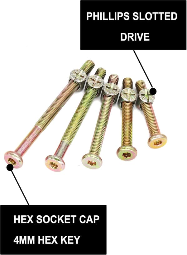 25-sett M6x40mm/ 50mm/ 60mm/ 70mm/ 80mm sekskantbolt med innvendig sekskanthode og hylsemuttere, sortimentssett