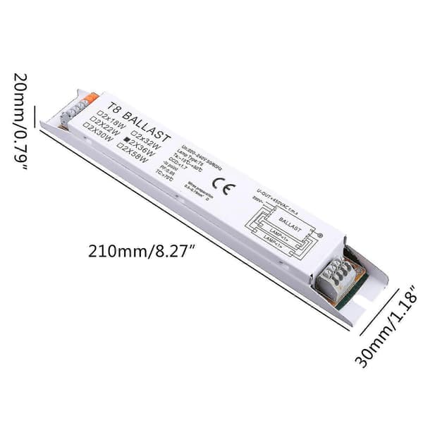 2x36W Elektronisk Forkobling til T8 Lineære Lysstofrør - 220-240V, Velegnet til Hjemmekontor