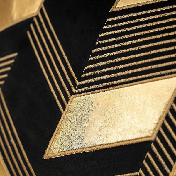 18 X 18 tum geometriska guldläder randiga kuddfodral Broderi Moderna kuddfodral Dekorativa kuddar för soffa Vardagsrum Sovrum Bil Black