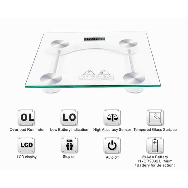 [RM] Bathroom scale (180 kg) with transparent glass platform 1286