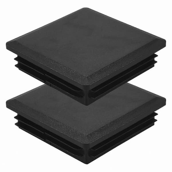 80 mm x 80 mm firkantede plastrør endestykker, 2-delt rørindsatsstik Black