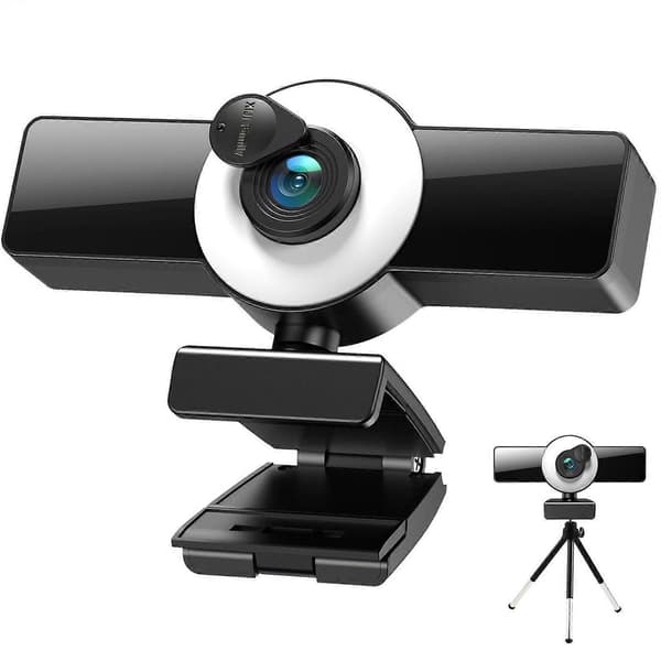 Kamera 1080P webcam med mikrofon og ringlys Fuld HD