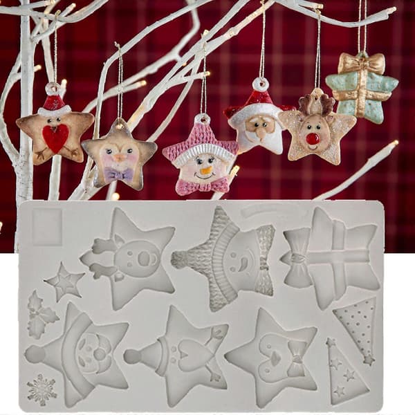 1 stk stjerne elg jul silikon fondantform