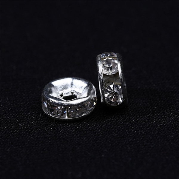 100 st Runda Rondell Mellanpärlor För Smyckestillverkning Hantverk Silver 6mm