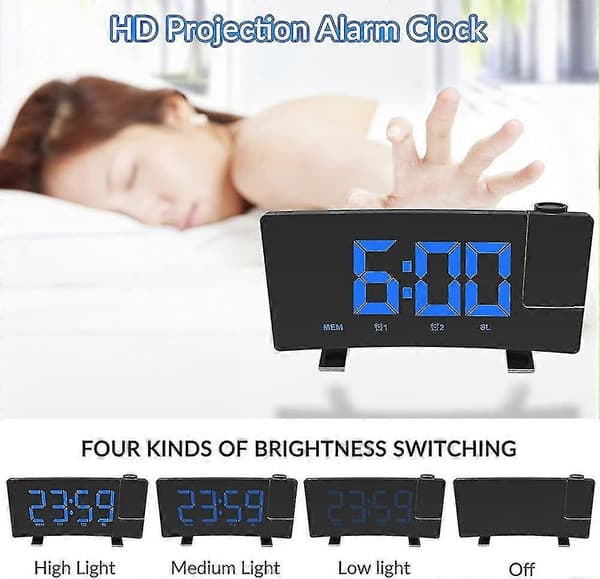 [RM]Projection Alarm Clock, FM76-108 Radio Clock and 180° Rotatable Projection