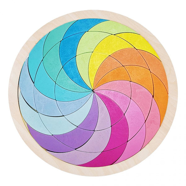 Färgglatt Träpussel Montessori Tangram Pedagogiska Leksaker För Barn 3-6 B