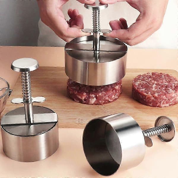 Burgerkødspresser i rustfrit stål, bøfpresser til perfekte bøffer, nem [MI] M