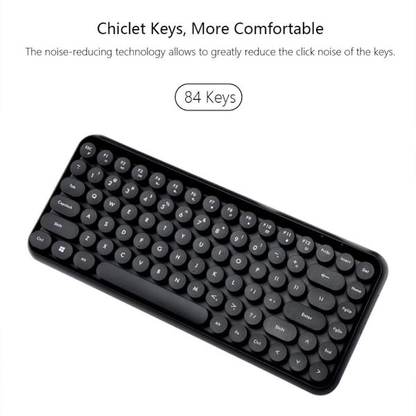 Ajazz 308i Trådlöst Bluetooth-tangentbord 84 Tangenter Runda Tangenter Svart