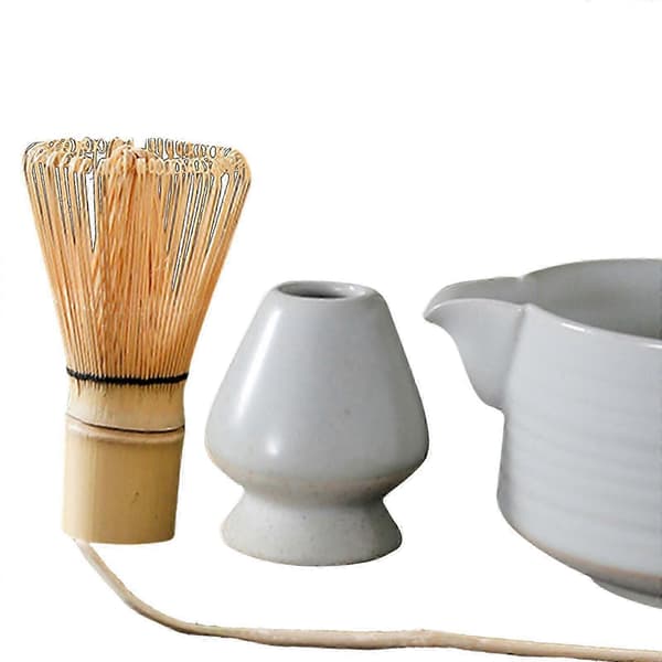 4x japanskt set, Matcha-skål med hällpip, Matcha-visp, te, keramik 26s White