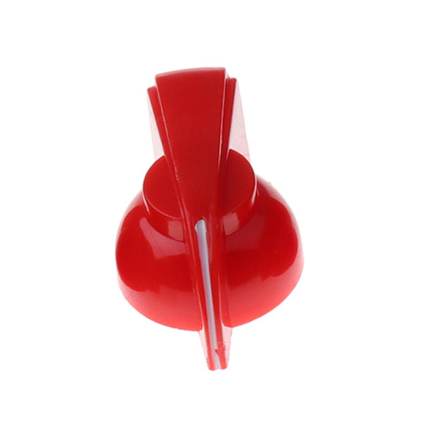 Potentiometerpedalknopp i plast, 6 mm diameter, gängad skruvlock i rött