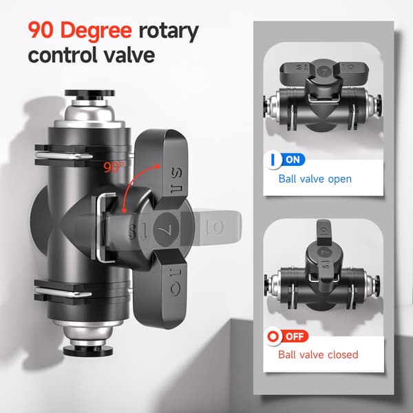 [RM]10 stk. 8 mm Sort Direkte Luftstrømskontrol Pneumatisk Kugleventil Pneumatisk Fitting