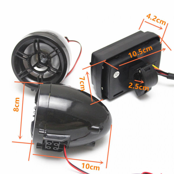 Högtalare Motorcykel Audio System MP3 USB FM Radio Kit 12V Vattentät