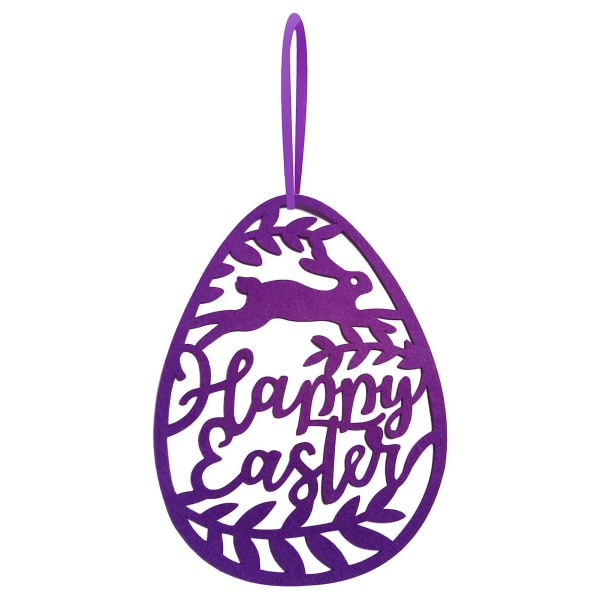 Påskprydnad Festlig dekorativ Glad påskägg hängande plakettskylt dekoration med snodd för hushåll Purple