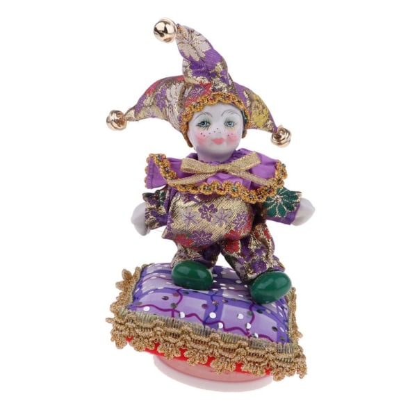 6 tum Pocerlain Triangel Docka Clown Modell Musikdosa House Ornament Brun