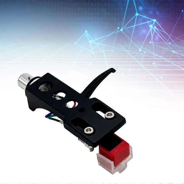 AT3600L Stylus+Universal Pladespiller Headshell Kit Universal Phono Pickup Montering til LP Vinyl Pladespiller B Black & red