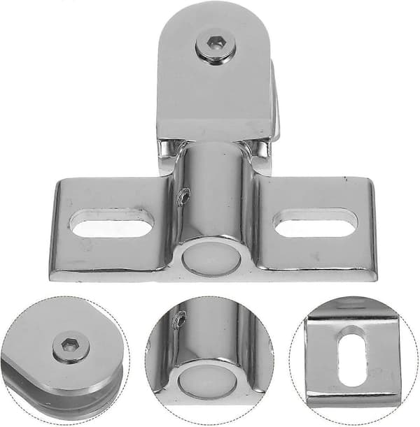 Duschdörrgångjärn i zinklegering, dubbelöppen pivotdesign, stabil installation, för badrumstillbehör, 7,9*7,3 cm, silver