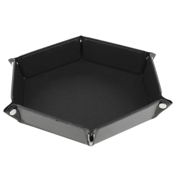 PU-läder hexagon vikbar bräda rullbräda för dnd spel svart