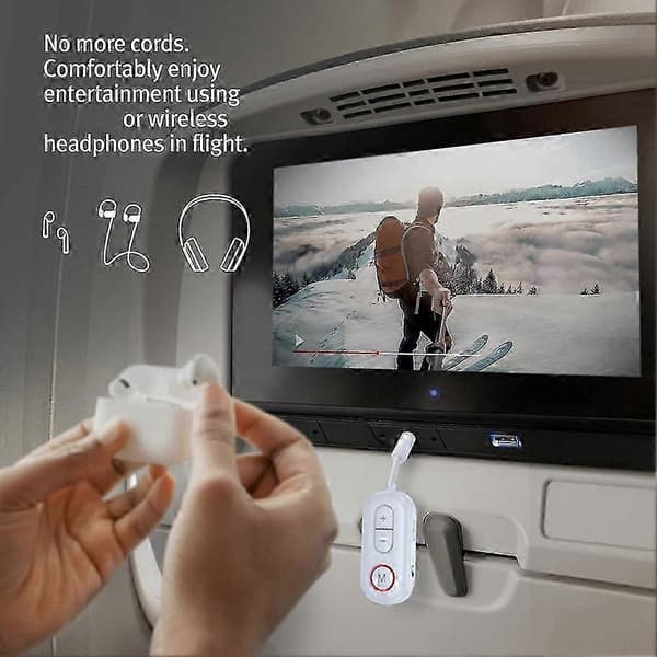 Trådløs 3,5 mm AUX Bluetooth 5.4-adapter, bærbar lydsender/-mottaker med mikrofon for reise, TV, PC og hodetelefoner White