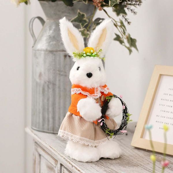 Söt Plysch Påskhare Dekoration Docka Påskdekoration Docka Hem Skrivbordsdekoration eierfarben ostern B