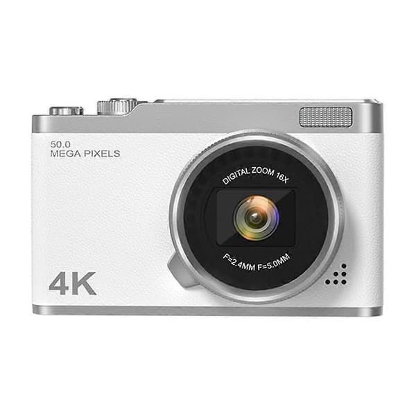Digitalkamera 4K HD Børnekamera 48MP Autofokus Vlogging Kamera 2,4 Tommer Retro Mode Bærbart Videokamera B White