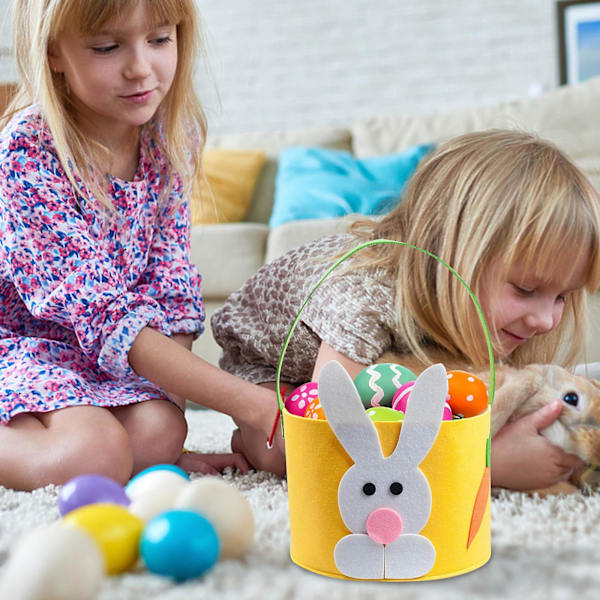 Söt Påskhare Tygkorg Godis Ägg Hinkar Partydekoration För Barn eierfarben ostern B