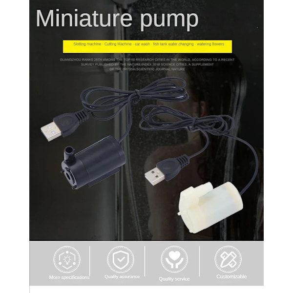 Dränkbar pump 1m kabel DC Lågspänning Ultratyst Mikro mini Liten vattenpump 3V5V6V