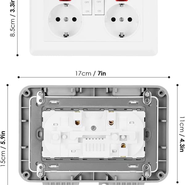 [RM]Waterproof IP66 outdoor socket with switch, waterproof junction box, double