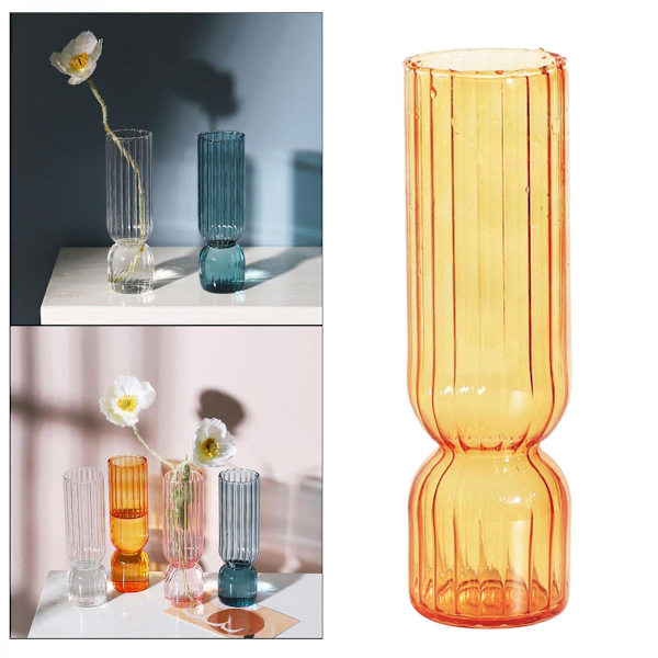 Modern Glasblomma Vas Hydroponisk Bordsdekoration Terrarium Växthållare Cylinderbehållare Orange
