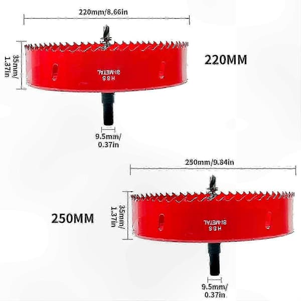 BiMetal M42 250MM Hulsav til skæring af træ, plast, gips, metal, tynde plader