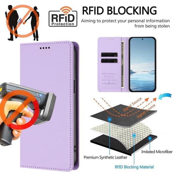 Pungcover til Samsung Galaxy S26 Ultra Kunstlæder RFID - Lyslilla