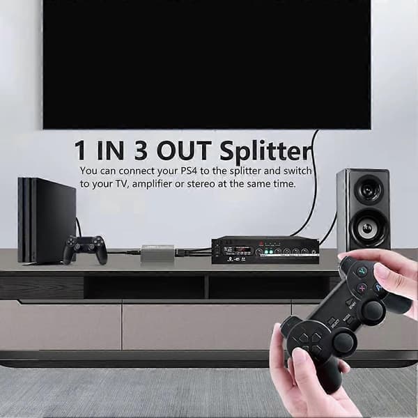 SPDIF Digital Audio Splitter 1x3 Toslink Optisk 3-vejs adapter understøtter LPCM 2.0 DTS -AC3 til /TV// Gray