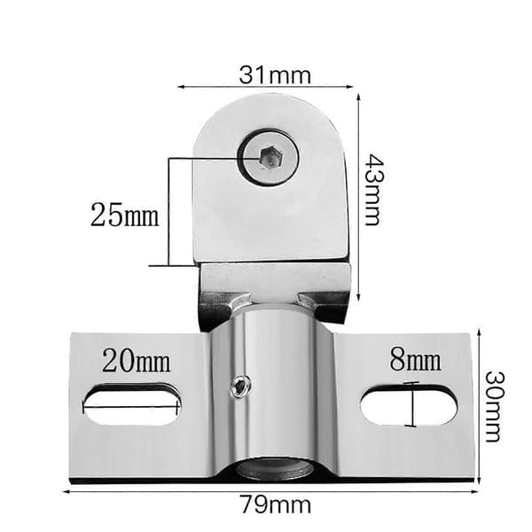 Zinklegering Glas Bruse Dørhængsel, Dobbelt Åben Pivot Design Stabil Installation, Til Badeværelsestilbehør, 7.9*7.3cm, Sølv