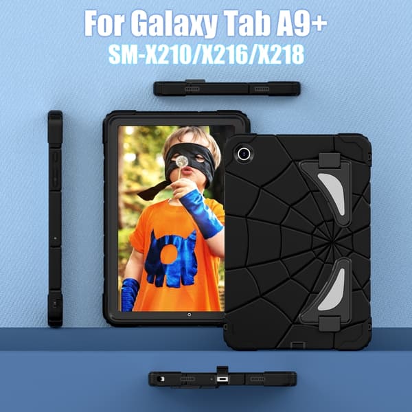 Samsung Galaxy Tab A9+ Spider Silikone Hybrid PC Stødsikkert Etui[RM] Svart