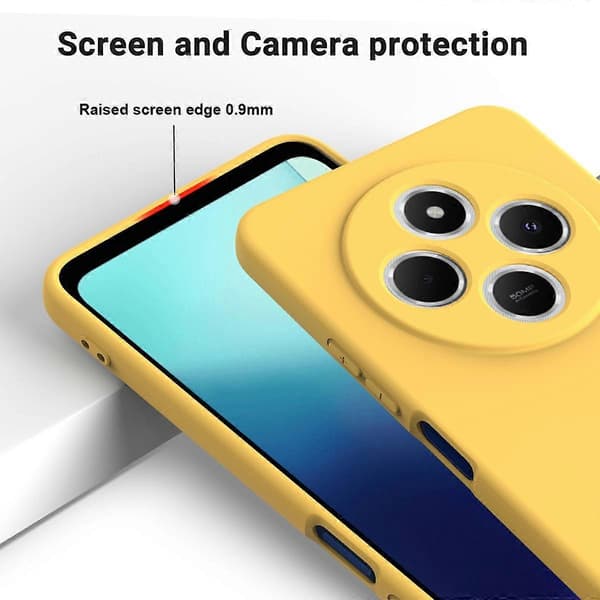 [RM] Enfärgat mobilskal i flytande silikon med full täckning och droppskydd Yellow For Redmi A3 Pro