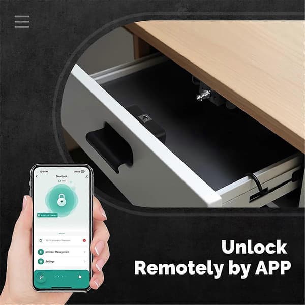 Tuya Bluetooth Lås Smart App Fjernkontroll Overvåking Nøkkelløs IC-Kort Opplåsing for Dørlås Møbler Black