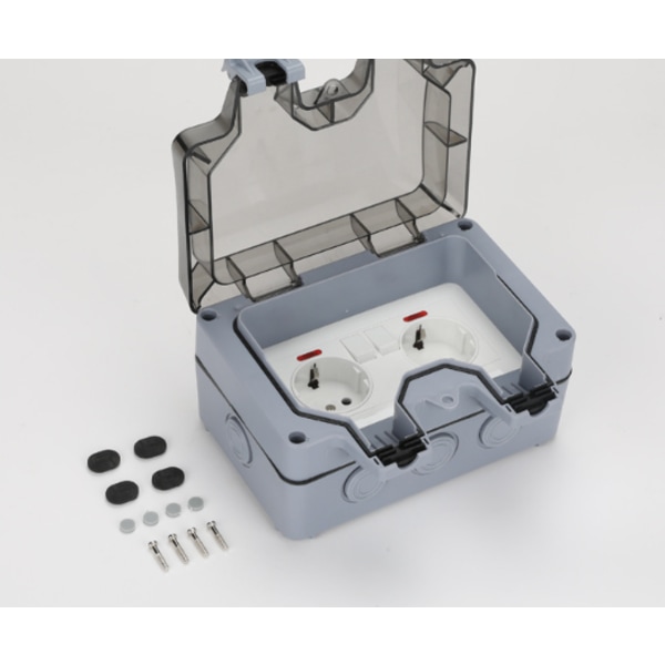 Double Waterproof Outdoor Socket, IP66 Waterproof Outdoor Socket, with Switch Waterproof Wall Socket with Protective Cover