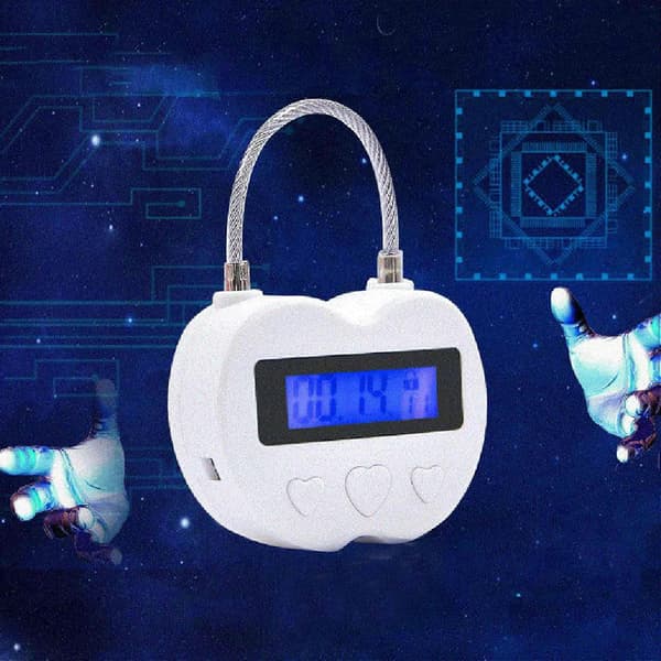 2X Smart tidslås LCD-skjerm tidslås multifunksjonell elektronisk timer, vanntett USB-oppladbar White