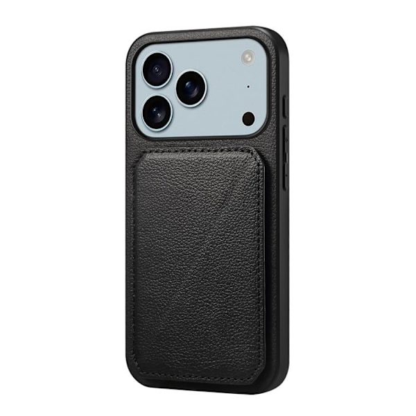 [RM]iPhone 17 Pro Case - Calf Texture with Double Card Slots Svart