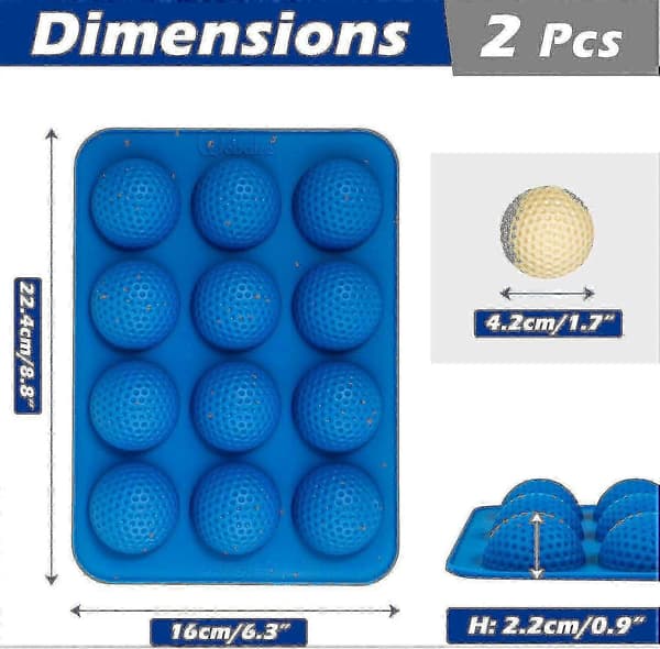 Golfbold chokoladeform silikone - kagepopforme med 12 huller zx [MI]