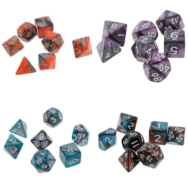 28 st Akryl Tvåfärgad Mångsidig Tärning För D&D DND RPG MTG Bordsspel
