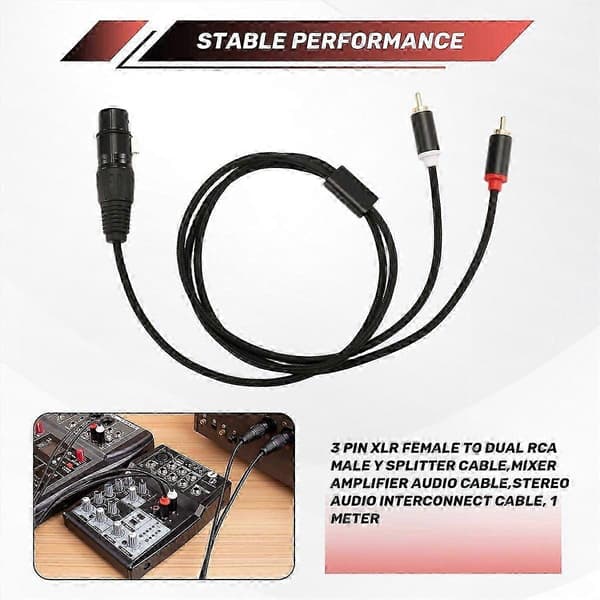 3-bens XLR hun til dobbelt han Y-splitterkabel, 1 meter