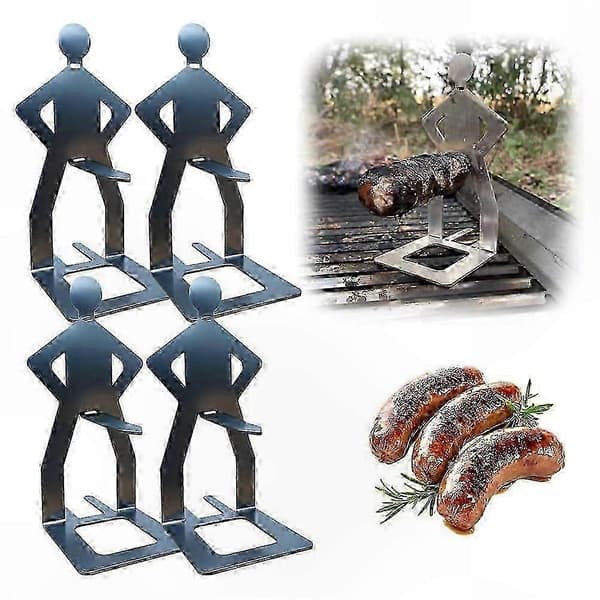 2025 BBQ Pølseristerstativ, Holdbart Grilltilbehør i Rustfrit Stål til Hotdogs, Camping og Udendørsfester 1pc