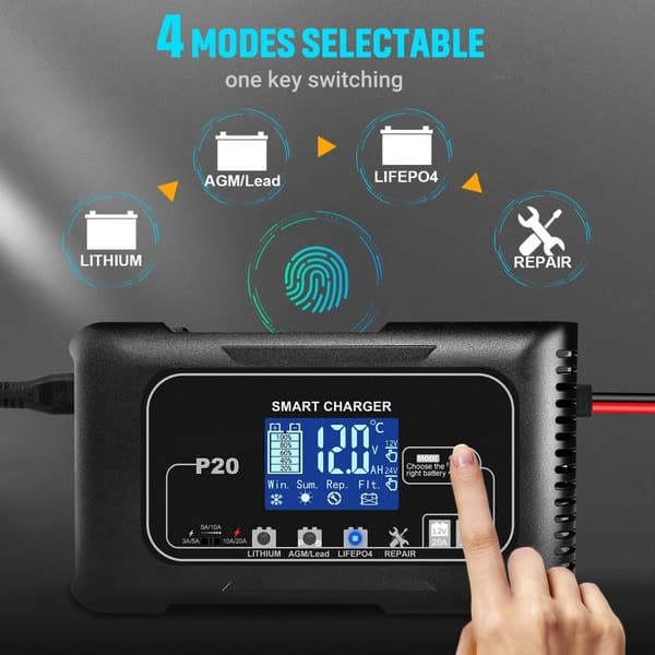 [RM]20A Intelligent Car Charger for 12V and 24V Batteries Automatic Charging