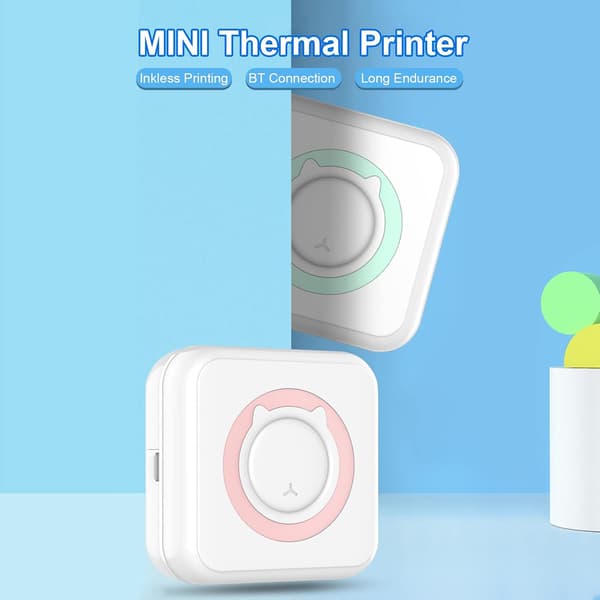 Label Printer All-in-one Mini Printer Portable Multifunctional Photo Printer Green 10 Rolls of Paper