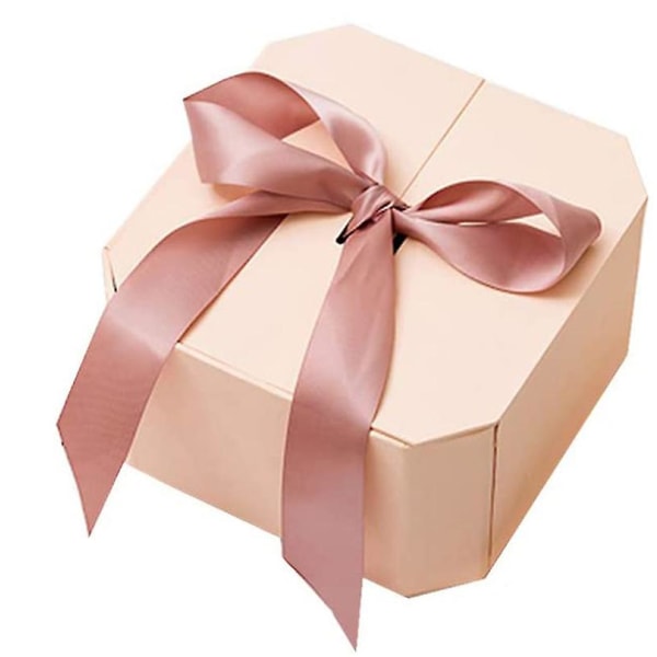Presentförpackning med rosett, dekorativa godisförpackningar med lock, presentförpackning, rosa
